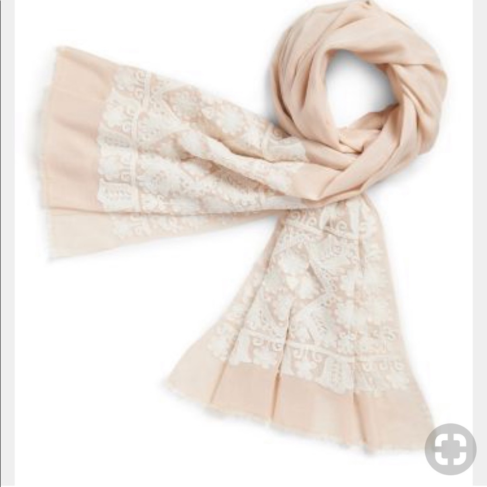 Tory Burch Pink Embroidered Scarf